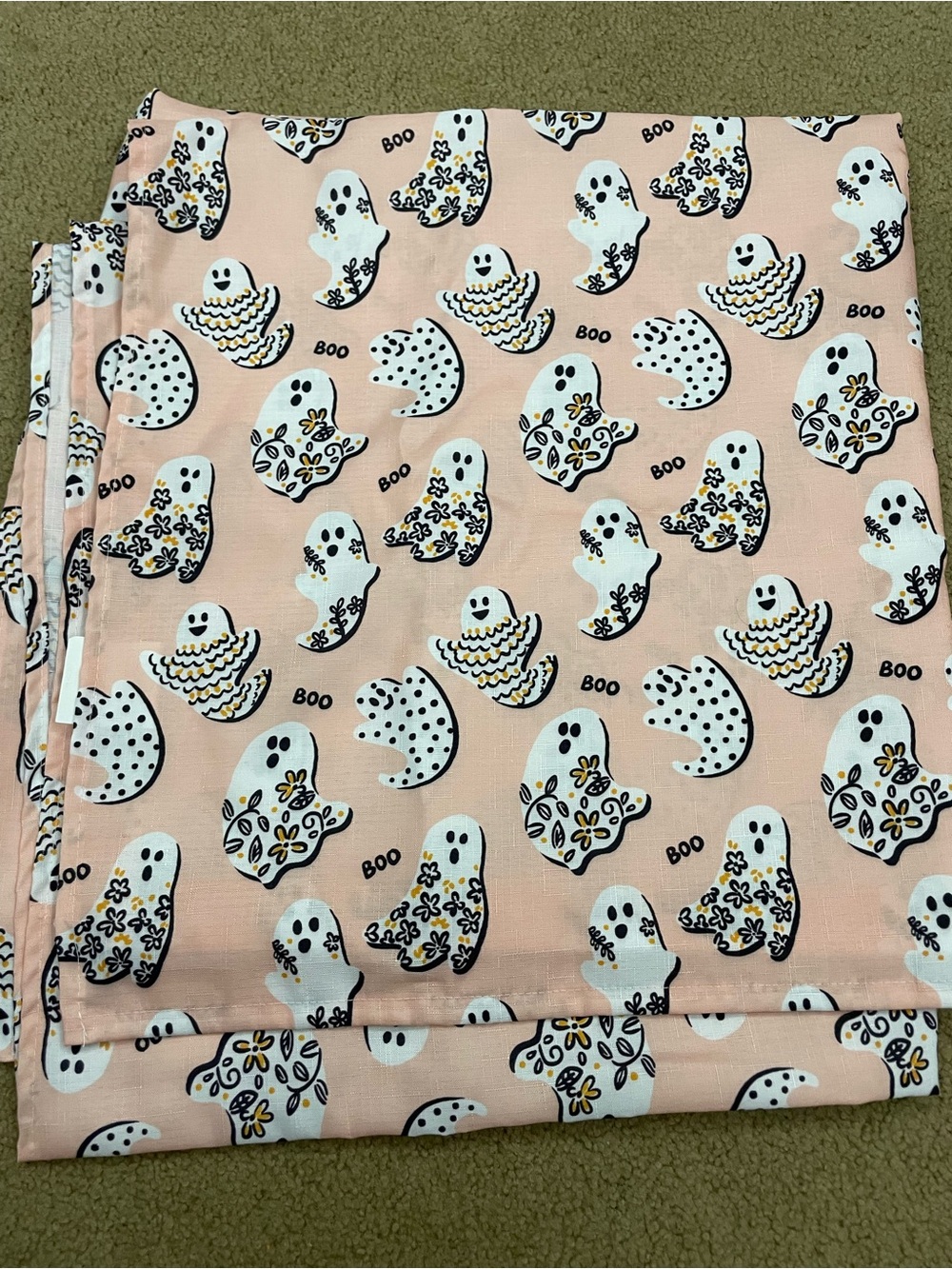 Peach Cute Ghost Pattern Polyester Shower Curtain - Cute Halloween Boo Print